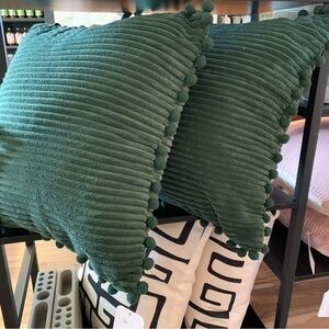 NWT Pair of Green Corduroy accent Pillows 18”